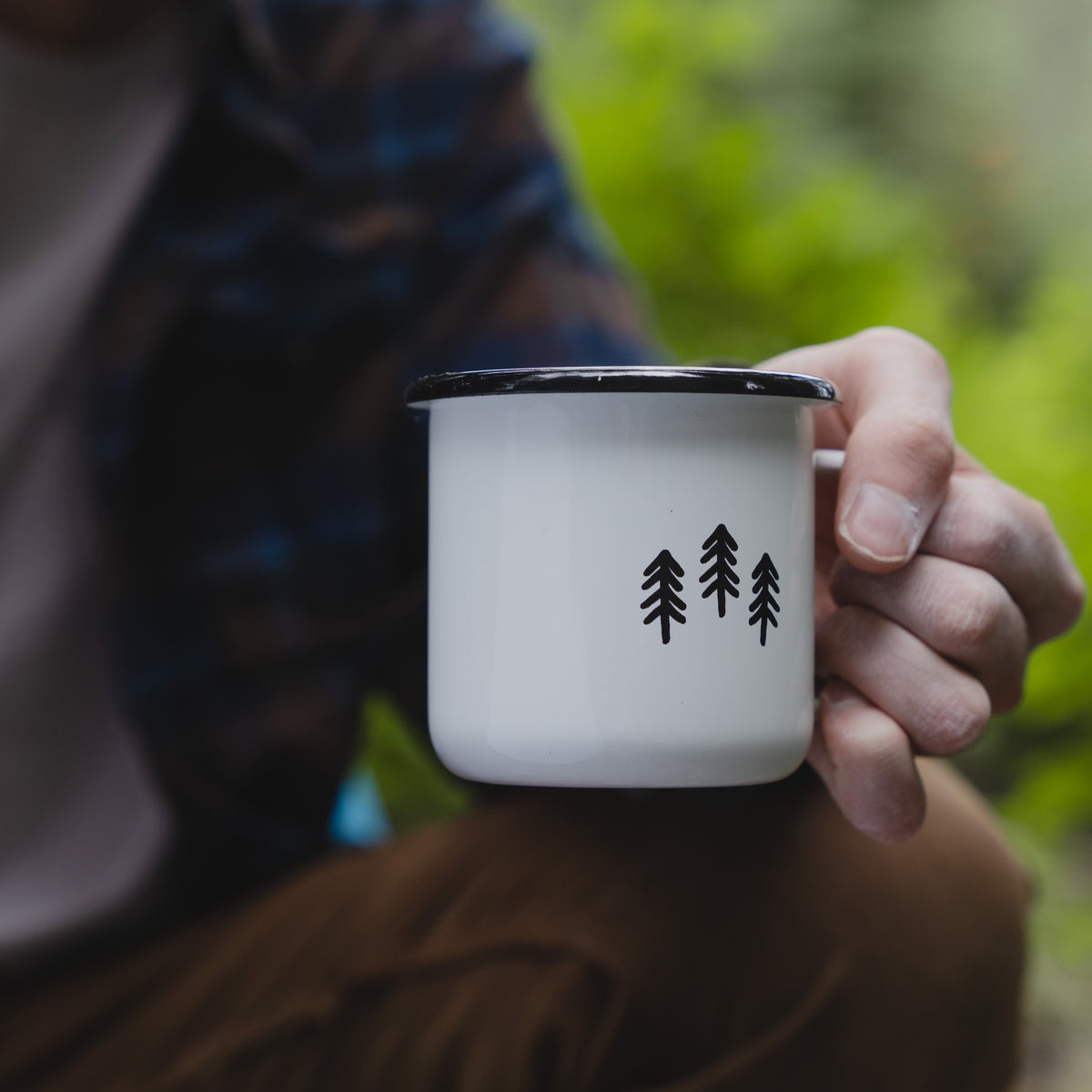 Hand-drawn Owl Camp Mug Single 10 Oz Enamel Mug Woodland Enamel Coffee Cup  