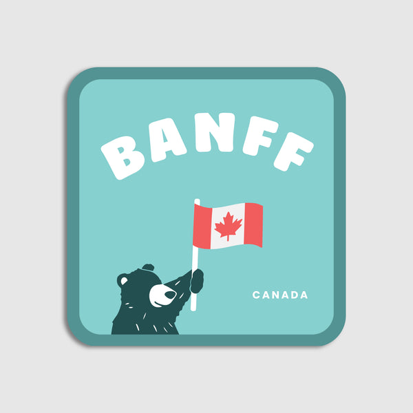 Banff National Park Sticker - Square Bear