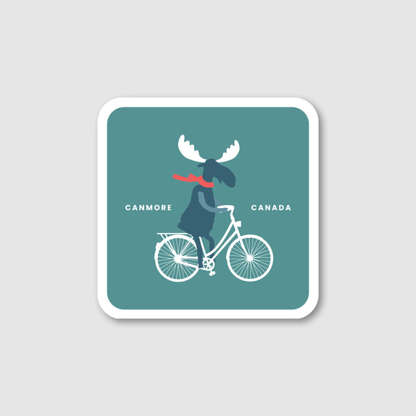 Canmore Moose on Bike - Magnet