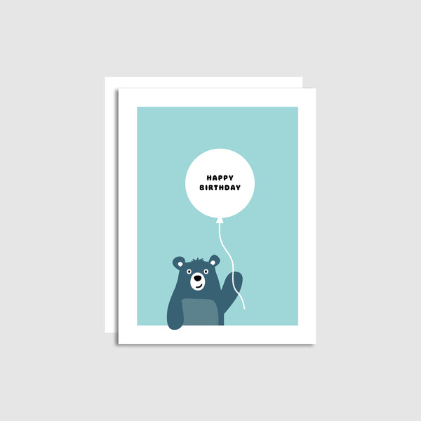 Bear Holding Balloon (Blue) Card
