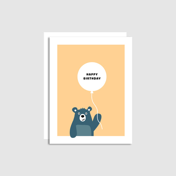 Bear Holding Balloon (Yellow) Card