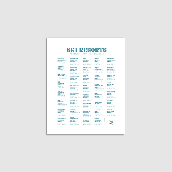 Ski Checklist (Alberta and BC)
