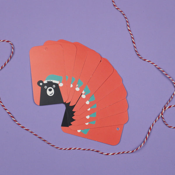 Christmas Gift Tag - Bear Red