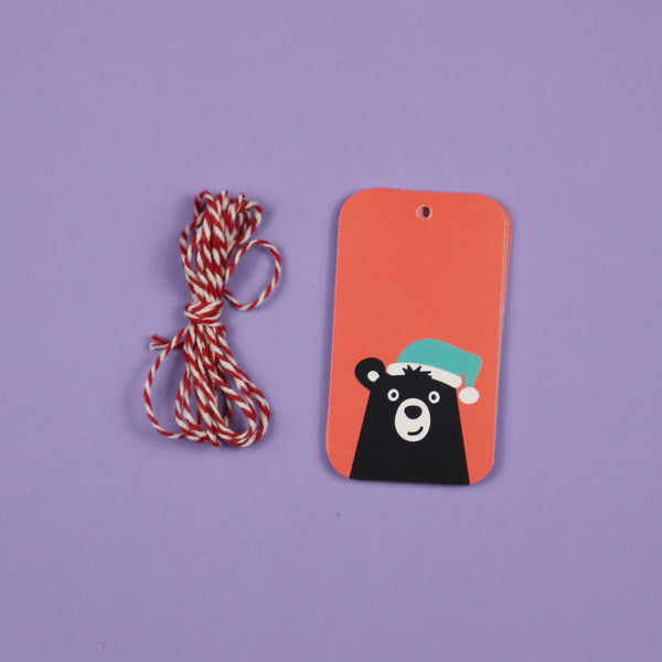 Christmas Gift Tag - Bear Red