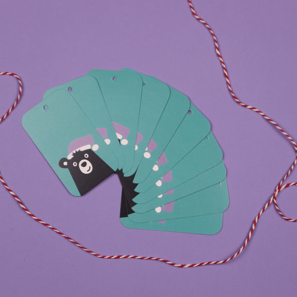 Christmas Gift Tag - Bear Teal