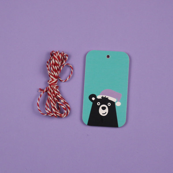Christmas Gift Tag - Bear Teal