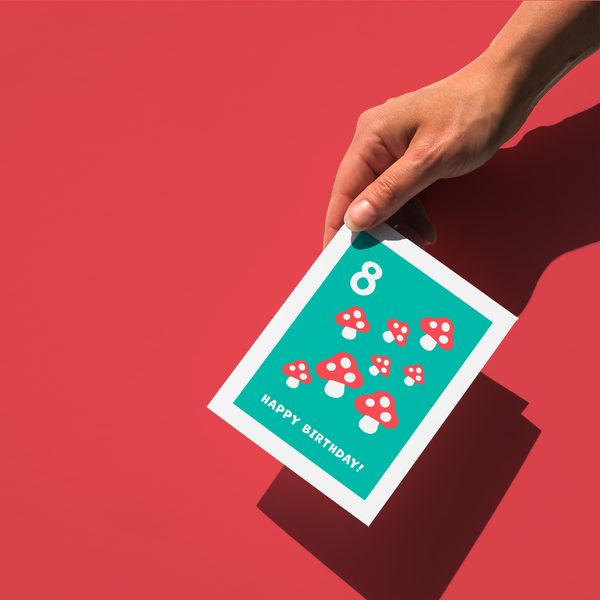 Happy 8th Birthday (Mushrooms) Card