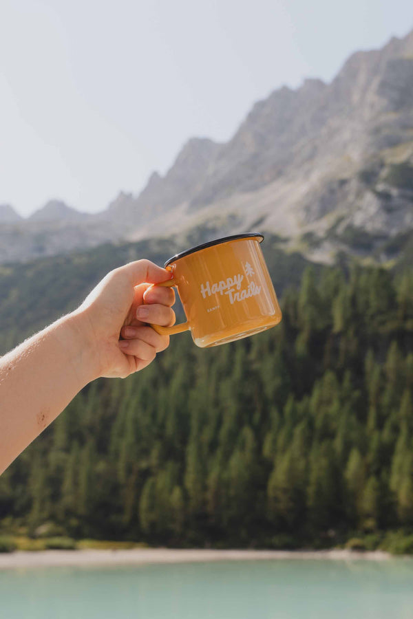 Camp Mug - Happy Trails - 13.2 oz Yellow (Enamel)