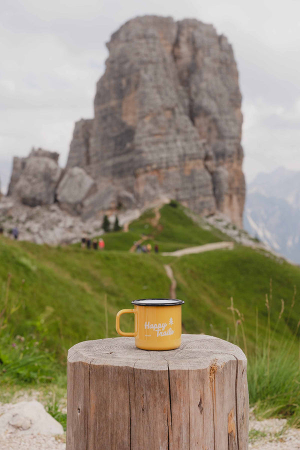 Camp Mug - Happy Trails - 13.2 oz Yellow (Enamel)