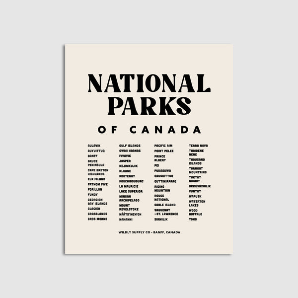 National Parks of Canada Checklist
